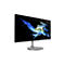 Schwarzer Acer Widescreen-Monitor mit silbernem Standfuß vor weißem Hintergrund.