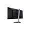 Rückansicht eines schwarzen Acer Monitors mit silbernem Standfuß vor weißem Hintergrund.