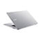 Silbernes Acer Chromebook in halb geöffneter Perspektive auf weißem Hintergrund.