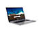 Silberfarbenes Acer Chromebook. Der Bildschirm zeigt eine Strandansicht und Google-Symbole.