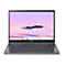 Aufgeklappter, grauer Acer Chromebook Laptop vor weißem Hintergrund mit aktivem Desktop.