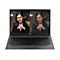 Grauer Laptop zeigt zwei Videoanrufe mit lÃ¤chelnder Frau im Anzug. Tastatur, Acer-Logo sichtbar.