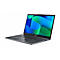 Grauer Laptop im Winkel, Bildschirm mit blau-grÃ¼nen Wellen. Schwarze Tastatur und silbernes Acer-Logo.