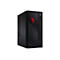 Schwarzer PC-Tower mit rotem Logo. Vorderseite mit Logo, Anschlüssen und Lüftungsöffnungen.