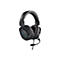 Schwarzes Gaming-Headset mit gepolstertem Bügel und beleuchteten RGB-Akzenten an der Ohrmuschel.