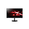 Schwarzer Acer-Monitor auf rundem Standfuß mit rotem Farbspritzer-Hintergrundbild.