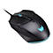 Schwarze Gaming-Maus mit blau beleuchtetem Predator-Logo und Kabel auf weißem Grund.