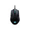 Schwarze Gaming-Maus mit blau beleuchtetem Predator-Logo und Mausrad vor weißem Hintergrund.
