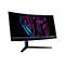 Acer Predator Curved Gaming-Monitor vor weißem Hintergrund mit leuchtendem, abstraktem Grafikdesign auf dem Display.