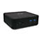 Schwarzer Acer Mini-PC, die Oberseite mit Stoffstruktur. Auf der Vorderseite befinden sich Anschlüsse und ein Power-Knopf.