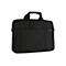 Schwarze Laptoptasche mit Henkel und Schulterriemen. Sie hat eine schlichte, rechteckige Form.