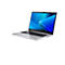 Ein silberner Laptop mit schwarzer Tastatur und blauem Bildschirm. Das Acer-Logo ist sichtbar.