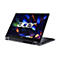 Ein schwarzes Acer-Laptop, halb geöffnet, vor weißem Hintergrund. Das Display zeigt ein farbenfrohes Muster. Der Name Acer ist auf dem Bildschirm und auf dem Gehäuse sichtbar.