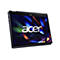 Ein Acer-Laptop in geöffnetem Zustand, in schräger Ansicht. Auf dem Bildschirm das Acer-Logo. Der Hintergrund ist abstrakt und farbenfroh.