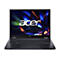 Dunkelgraues Acer-Laptop vor weißem Hintergrund. Bildschirm zeigt Acer-Logo und abstraktes Design. Tastatur mit Hintergrundbeleuchtung.