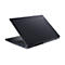 Schwarzer Laptop von Acer. Das Gerät ist teilweise geöffnet und vor weißem Hintergrund platziert. Auf der Oberseite ist ein Acer-Logo zu sehen.