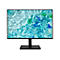 Acer Monitor mit schmalem schwarzem Rahmen und Standfuß vor weißem Hintergrund, Anzeige zeigt abstraktes Wasser-Design.