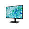 Schwarzer Acer Monitor in Perspektive vor weißem Hintergrund mit abstrakter blau-grüner Grafik auf dem Display.