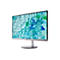Acer Monitor mit silbernem Standfuß und Display mit abstrakter blau-grüner Grafik, auf weißem Hintergrund.