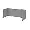 Gray desk partition, made of fabric. The sides protrude downwards and are connected by a straight, raised front.