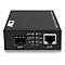 Schwarzer Gigabit Ethernet Medienkonverter von ACT mit SFP- und UTP-Anschluss sowie Status-LEDs.