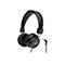 Schwarze, kabelgebundene Over-Ear-Kopfhörer mit dem Logo ACT auf der Ohrmuschel und einem abgewinkelten Klinkenstecker.