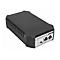 Schwarzer ACT Power over Ethernet Injektor 95W mit zwei Netzwerkanschlüssen und Status-LEDs auf weißem Grund.