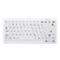 Weiße, kompakte QWERTZ-Tastatur mit abgerundeten Tasten auf weißem Hintergrund.