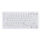Weiße, flache Silikon-Tastatur mit deutschem QWERTZ-Layout auf neutralem Hintergrund.