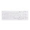 Weiße, abwaschbare Silikon-Tastatur mit deutschem QWERTZ-Layout und Ziffernblock.