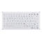 Weiße, flache Silikon-Tastatur mit deutschem QWERTZ-Layout auf weißem Hintergrund.
