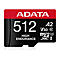ADATA 512 GB High Endurance microSDXC Speicherkarte mit rotem Logo-Bereich auf schwarzem Hintergrund.
