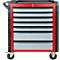 ADB werkplaatswagen HQ, 7 laden, duwbeugel, centrale vergrendeling, B 750 x D 475 x H 985 mm, zilvergrijs RAL 7001