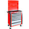 ADB Werkstattwagen HQ, mit Lochwand, 7 Schubladen, Schiebegriff, Zentralverschluss, B 750 x T 475 x H 985 mm, silbergrau RAL 7001