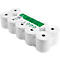 Pack of white thermal rolls for cash registers. On the top is a green label with product information.