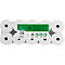 Package of 10 rolls of thermal paper, white, with black core. Green product information.