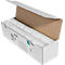 Opened white box containing rolled up paper rolls, packaging with product information.