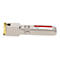 Proline SFP-Modul aus Metall mit goldfarbenem Entriegelungshebel und weißem Etikett auf weißem Hintergrund.