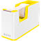 White and yellow tape dispenser with the lettering 'LEITZ'.