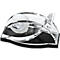 Transparent tape dispenser with black base and integrated blade.