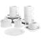 Various white dishes including cups, saucers, plates, sugar bowls and milk jugs.
