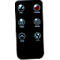 Télécommande noire avec boutons lumineux : alimentation, mode, minuterie, température, °C/°F, oscillation. Le bouton d'alimentation rouge s'allume.