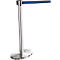Afzetpaal met trekband chroom, trekband zwart/blauw