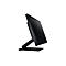 Schwarzer Monitor im Profil, leicht geneigt, mit Standfuß vor weißem Hintergrund.