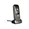 Schwarzes AGFEO DECT 75 IP Schnurlostelefon in der Ladestation mit Displayanzeige eines Anrufers.