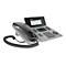 Graues AGFEO Systemtelefon mit schwarzem Hörer und Display vor neutralem Hintergrund.