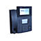 Schwarzes Agfeo IP-Telefon mit Touch-Display, Ziffernblock und Hörer vor weißem Hintergrund.