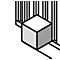 A grey cube sits in a corner, against a backdrop of black lines forming a grid.