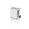 White mobile air purifier with handles and wheels. IDEAL is written on the side.
