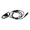 Schwarzes Ohrhörer-Headset mit Ohrbügel, Kabel, Clip und einem orangefarbenen 2,5-mm-Klinkenstecker.